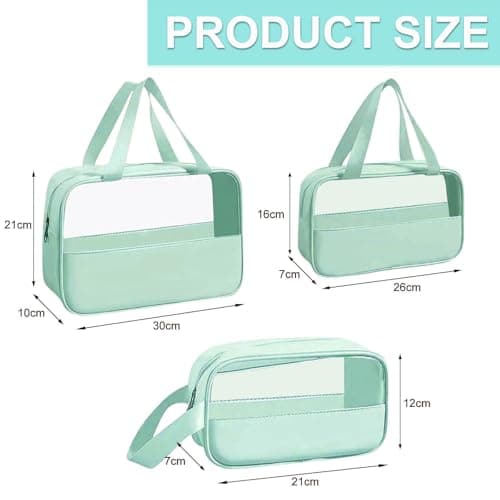Clear Travel Toiletries Bag, 3Pcs Portable Travel Toiletry Bag(Green) — view 2