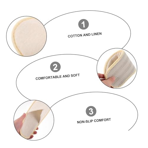 WRITWAA Portable Foldable Travel Slippers Khaki 6 Pairs Cotton Linen — view 6