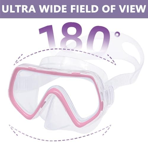 DAVBNM Snorkel Mask for Kids, Swimming Goggles with Nose Cover, No Leak 180° View Diving Mask with Nose Clip and Earplugs, Scuba Diving Goggles Anti-Fog for Children Aged 4-15 — view 4