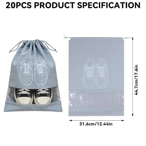 20PCS Shoe Storage Bags Travel Accessories Drawstring with Transparent Slot — view 5