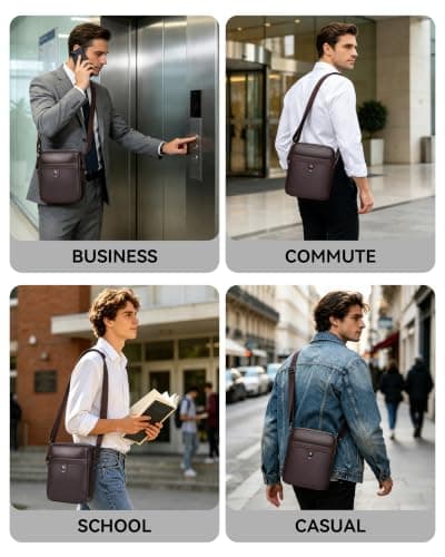 Leathario Mens Shoulder Bag, Genuine Leather Man Bags for Men, — view 2