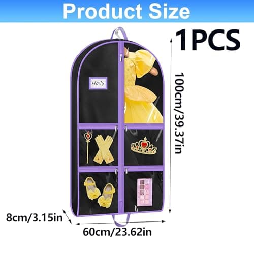 Costume Garment Bag with Clear Pockets, Clothes Cover for Dance Trip — view 2
