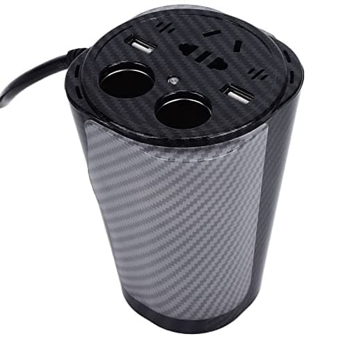 WPKD BLUEIY 150W Car Power Converter, Voice Controlled LED Colorful Atmosphere Light, USB Charging Converter, Aluminium Alloy Cup Shaped, 12V to 220V Output Voltage, 205-235V — view 4
