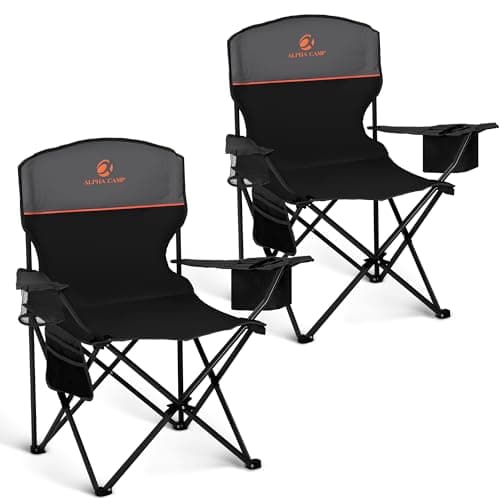 ALPHA CAMP Set of 2 Folding Camping Chairs Lightweight Picnic Chair