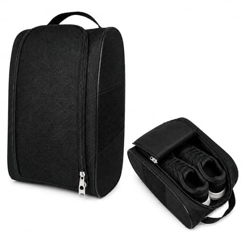 Optimised Travel Shoe Bag with Breathable Dust-Repellent Fabric and Secure Zip-Around Closure - Foldable Gym & Sports Storage Organiser for Trainers, Football Boots, Golf Shoes, Rugby Boots