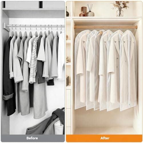 12 Pack Garment Bags, 47in PEVA Suit Bags Clothes Covers, White Edge — view 2