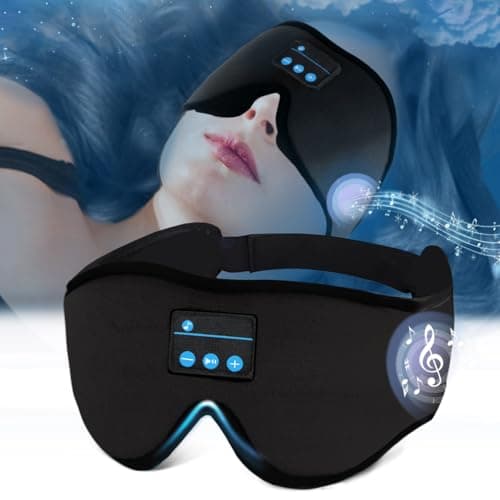 Bluetooth Sleep Mask, Wireless Headphones Headband 3D Breathable Eye Mask for Sleeping with Bluetooth Speaker for Meditation, Travel, Yoga, Relaxation, Adjustable Sleep Earphones for Men Women (Black)