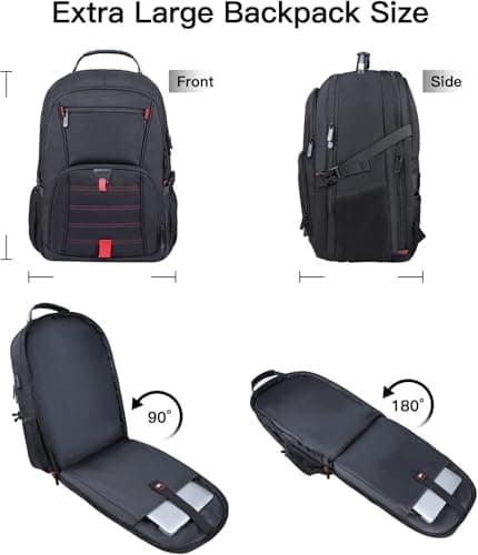 ANTERK Extra Large Travel Laptop Backpack 17.3 In Carry on Backpack for Men — view 4