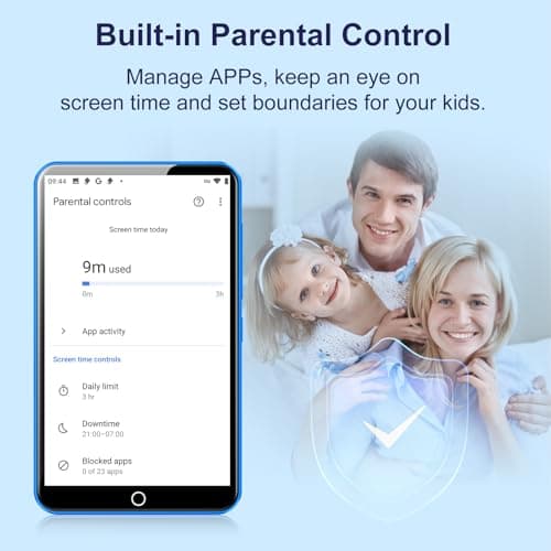 Fanvace Android MP3 Players with Bluetooth WiFi, MP3 & MP4 Players with 4" Touchscreen and Speaker, Spotify MP3 Music Player with Audible, Amazon Music, Parental Controls, Play Store (16GB, Blue) — view 5