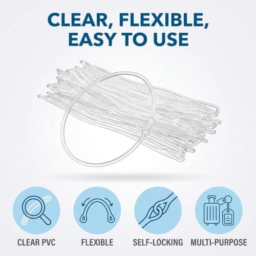 50 Pcs 160mm Transparent Plastic Travel Luggage Tag Loops Holder PVC Name Tag Loop Straps Worm Loops Office Supplies Blank Labeling Tags Shower Accessories for Bag — view 4