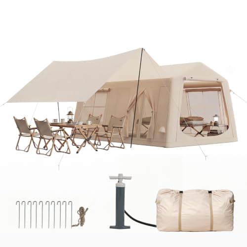 Aoxun 6‑8 Person Large Inflatable Camping Tent with Side Awning