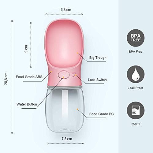 COTOP Dog Water Bottle Portable Dog Drinking Bottles for Walking Travel,Leak-Proof Puppy Water Dispenser & Feeder for Hiking, Camping, Outdoor Doggy Drinking Gift-350ml — view 3
