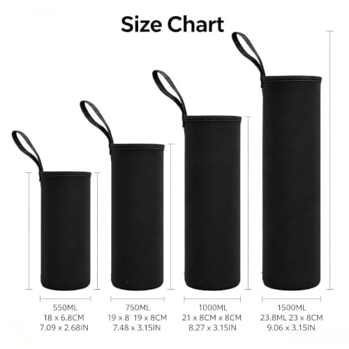 2-Pack Insulated Water Bottle Thermal Sleeve Cover for 550ml/750ml/1000ml/1500ml Bottles – Stretchable Scuba Fabric, Scratch & Resistant, for Camping, Hiking, Travel(750ML Black) — view 4