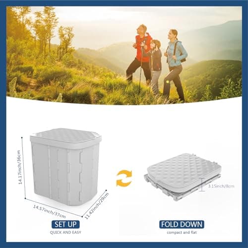 Hapoon Portable Camping Toilet for Adults - XL Folding Toilet with Lid, Travel Portable Potty, Grey — view 2