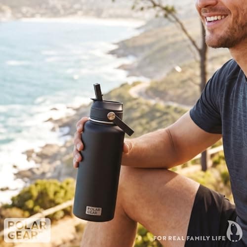 Polar Gear Insulated Water Bottle with Flip Straw - 800ml Black — view 3