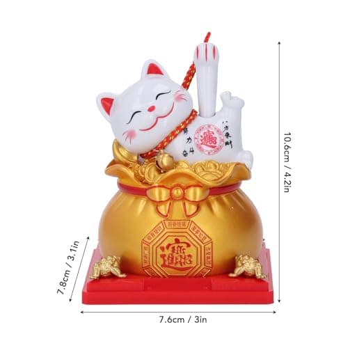 Phefop Solar Powered Lucky Cat Waving Arm (Gold) — view 2