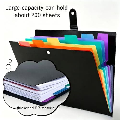 Expanding File Folder 2-Pack, 7 Pockets Accordion File Organizer, A4 Letter Size Document Receipt Organizer, Accordian Filing Folder for Classroom Home Office Travel, File Folders with Labels — view 6