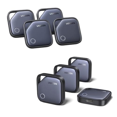 UGREEN FineTrack (4 Pack) Compatible with Apple Find My (iOS only), FineTrack Duo (4 Pack) for iOS or Android, Bluetooth Finder for Keys, Wallet, Luggage, Suitcase and More