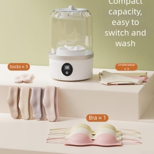 Portable for mini Washing Machine for Underwear Socks Travel USB Rechargeable Dual Mode Compact Cleaner White(Blue) — view 6