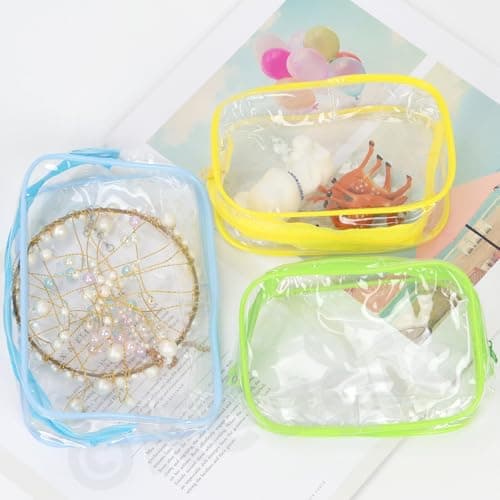 Keadic 8 Piece Clear PVC Makeup Pouches Waterproof Zipper Cosmetic Storage Bags Small Travel Toiletry Organiser Bags 18×11cm in 8 Assorted Colours — view 6