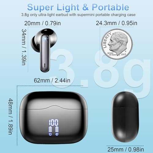 Wireless Earbuds Bluetooth 5.4 with HiFi Stereo Bass, 40H In‑Ear Earphones — view 5