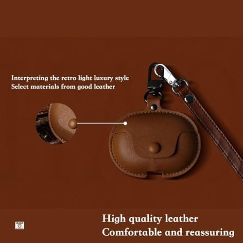 for Bose Ultra Open Earbuds Case, Leather Shockproof Protective Cover for Bose Open Ear Wireless Earbuds Accessories with Lanyard — view 4