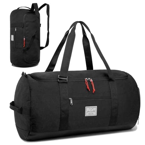 Lyweem Travel Duffel Bag for Men, 60L Large Sports Duffle Bag Backpack for Women Weekender Overnight Holdall Bags with Shoes Compartment Multifunctional Gym Bags, Black