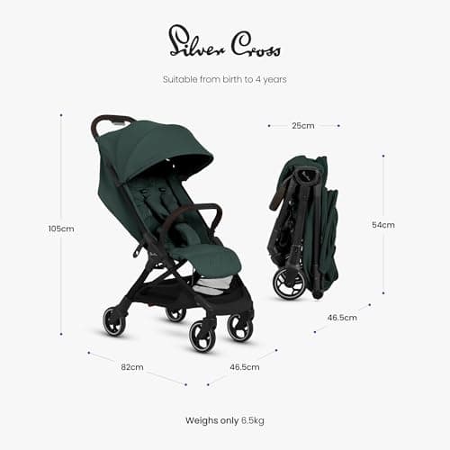 Silver Cross Clic 2 Compact Stroller & Travel Bag, Birth to 22kg, Conifer — view 5