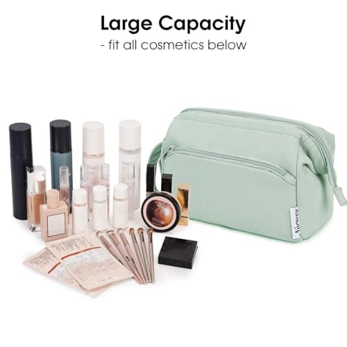 Narwey Makeup Bag, Travel Toiletry Bag, Wide-Open Wash Bag for Women — view 3