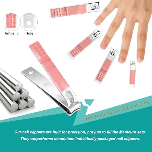 26Pcs Manicure Set Pedicure Kit for Women grooming, Metallic Pink — view 6