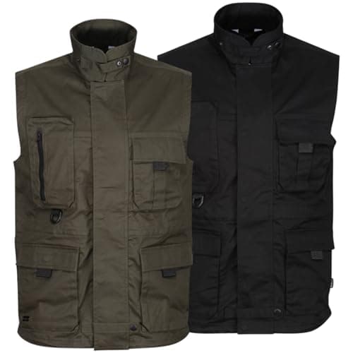 G5 APPAREL Mens Durable Multi-Pocket Utility Waistcoat Casual Workwear Professional Bodywarmer Outdoor Camping Hiking Walking Vest Windbreaker Jacket Cotton Gilet — view 3