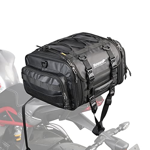 Rhinowalk Motorcycle Tail Bag Expandable 19-26L Motor Travel Luggage Motorbike Rear Rack Trunk Storage Bag with Waterproof Rain Cover Motorcycle Accessories,Black