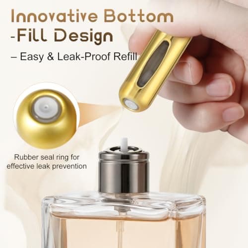 8PCS Travel Perfume Atomiser Refillable Bottles, 5ml Mini Travel Perfume Bottle with Bottom-Filled Design, Portable Empty Refillable Perfume Bottle for Luggage, Handbag & Pocket (8 colors 8 pcs) — view 4