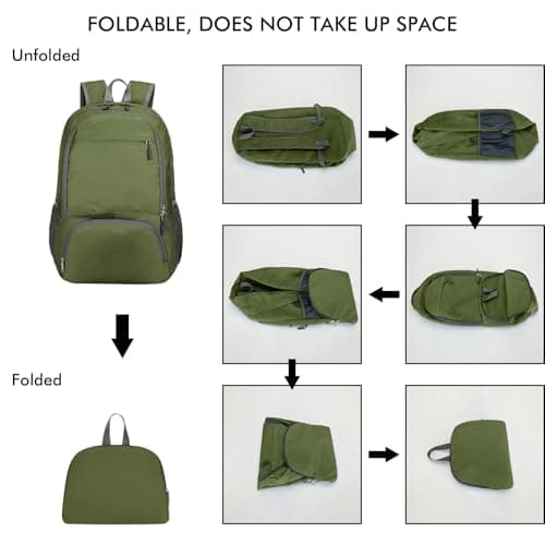 Mayoii Foldable Lightweight Backpack for Mens & Women – 35L Waterproof Rucksack for Mens & Women, Rucking Daypack for Outdoor Sports Hiking Travel Camping (Green) — view 3