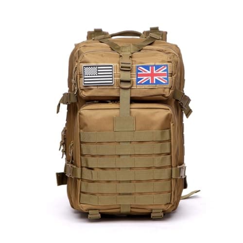 Thuram 50L Durable Nylon Waterproof Fishing Hunting Backpack Outdoor Military Rucksacks Tactical Sports Camping Hiking Bags (Khaki) — view 5