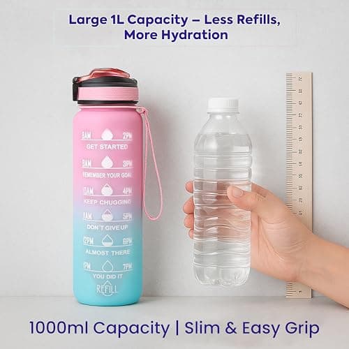 Sparsh & Sell 32oz Gradient Motivational Water Bottle with Time Marker, Straw & Carry Sleeve – Leakproof BPA-Free Tritan, with Adjustable Strap & Pocket for Gym, Travel & Outdoor Use — view 5