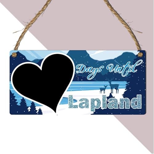 "Days Until Lapland" Countdown Plaque - Northern Lights & Winter Wonderland Chalkboard Sign for Christmas Holiday Countdown (Blue, With Pen, Small: 19 cm (W) × 9 cm (H)) — view 6