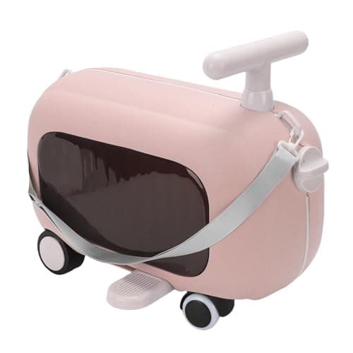ZJchao Kids Ride On Luggage, 90° Sturdy PP ABS Folding Pedals Large Capacity Multi Functional Rideable Suitcase for Toddlers Travel (Pink)