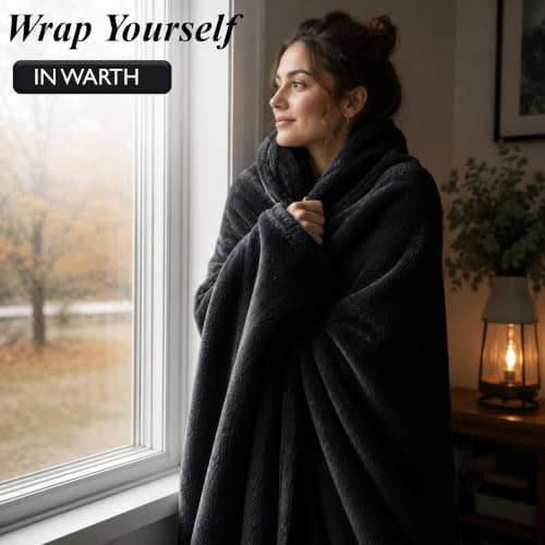 BedLooms Fleece Blanket Black Single 130x150 cm,Fluffy Reversible Bed Throw — view 2