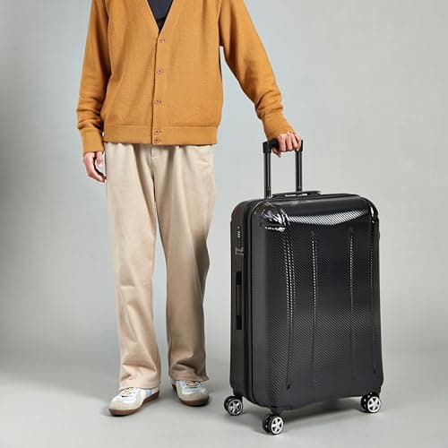 Amazon Basics Hardside Luggage, Large Suitcase with Wheels, Oxford Spinner with TSA Lock, Four Spinner Wheels and Scratch-Resistant Surface, 76 cm, Black — view 6