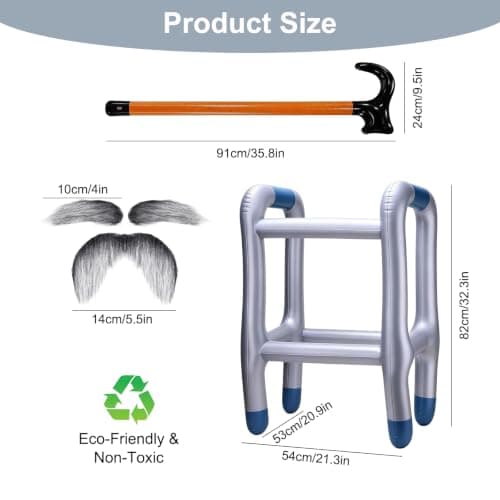 Inflatable Zimmer Frame & Walking Stick Set - Funny Blow Up Walking Frame — view 2