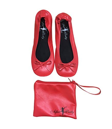 After Party Pumps® Lady in Red Size UK 3-4 Ladies Roll Up Shoes Fold Up Pumps Foldable with Carrier Pouch — view 2