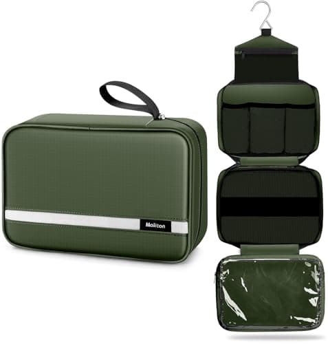 Maliton Hanging Toiletry Bag, Waterproof Foldable Wash Bag (Army Green)