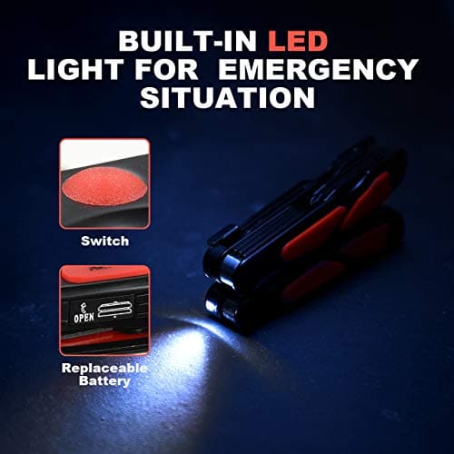 BIBURY Multitool, 14 in 1 Multitools Pliers with Can Opener, Scissors, Light, Pocket Size EDC Multi Tool with Nylon Pouch for Fishing, Outdoor Activities, Home Improvement, Camping - Red — view 5
