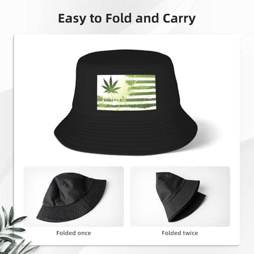 AUGUSTRUSH Breathable Bucket Hat for Adults Outdoor Activities, Grass Pot Leaf, Adult Fisherman's Hat, Foldable Lightweight Fisherman Hat for Hiking & Fishing, Unisex Sun Hat for Beach Camping Travel — view 3