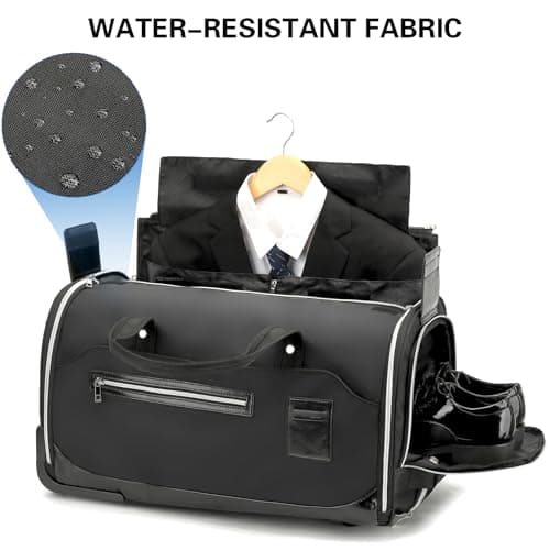 TONRUYN Rolling Garment Bag for Travel Suit Bag with Wheels Handle 55L Carry on Garment Duffle with Shoe Compartment for Men Women 3 in 1 Trolley Convertible Suit Carrier for Business Wedding, Black — view 6