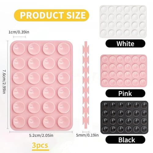 3Pack Silicone Suction Cup Phone Holder Double Sided 24 Suction Phone — view 2