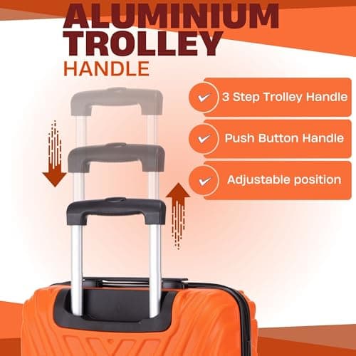 DK Luggage Carry-on 20” Cabin EasyJet, BA, Jet 2 Hard Shell Hand Luggage Approved Suitcase 4 Wheel Spinner Luggage ABS101 (Orange, 20" Cabin) — view 3
