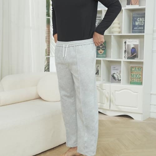 HIPOWER Men's Thermal Underwear Long Johns Bottoms Fleece Lined Pants Black — view 2