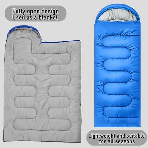 Outdoor Sleeping Bag for Camping, for 3-4 Seasons, Adult & Kids Sleeping Bag,Small Packed Size, Ultralight Carry Bag, Soft, Thick and Warm, for Hiking, Backpacking and Camping (Blue) — view 6